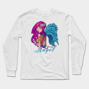 Cute Angel with Flowers Long Sleeve T-Shirt